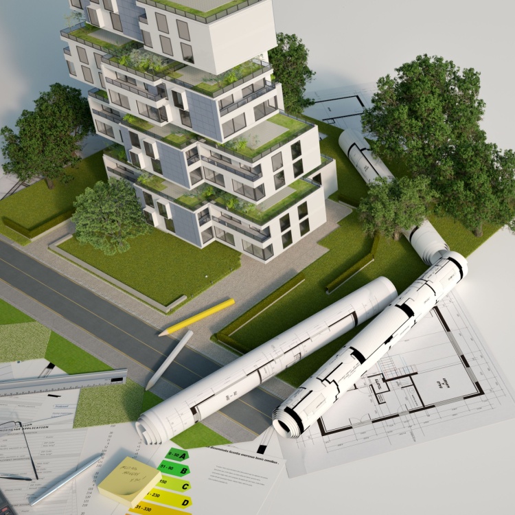 Illustration of Carbon Footprint Reduction Buildings